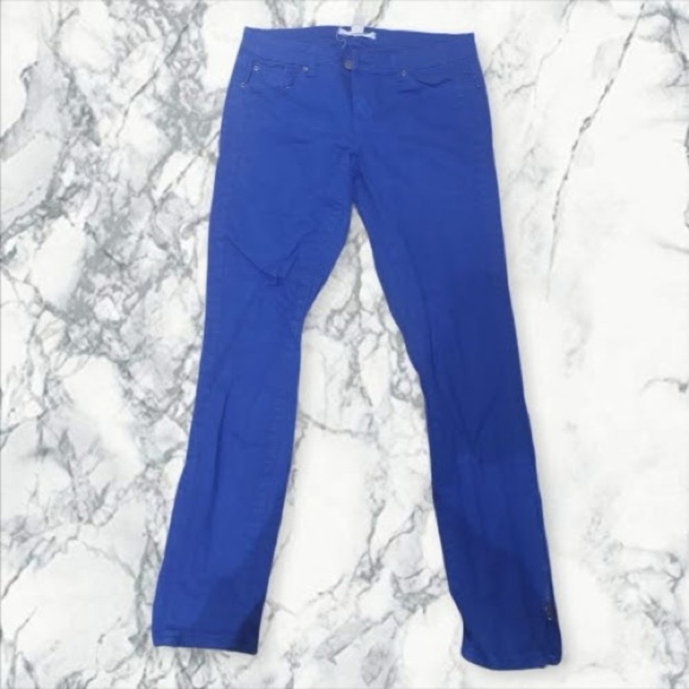 Vibrant Blue Pants, Zipper Detail on Ankles
